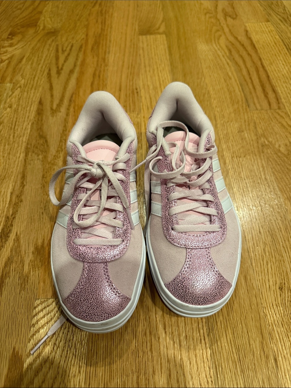 adidas Light Pink and White Kids Low-Top Sneakers